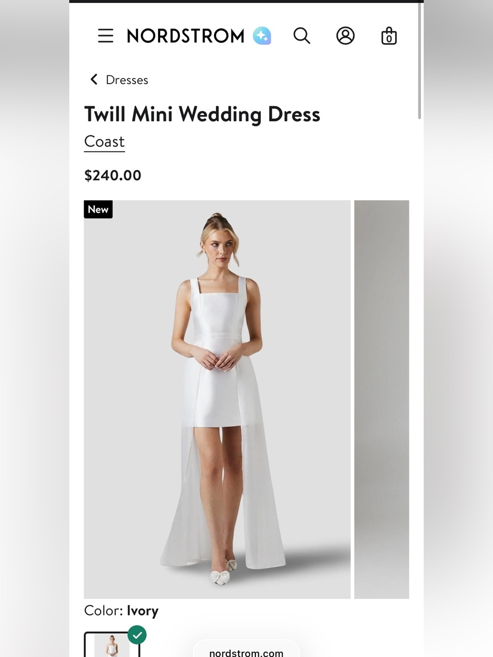 Twill Mini Wedding Dress in Ivory